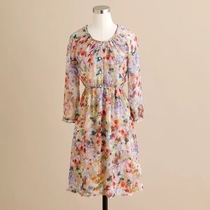 Rare, NWOT$395 J. Crew Collection Maisie silk watercolor floral dress size 4.